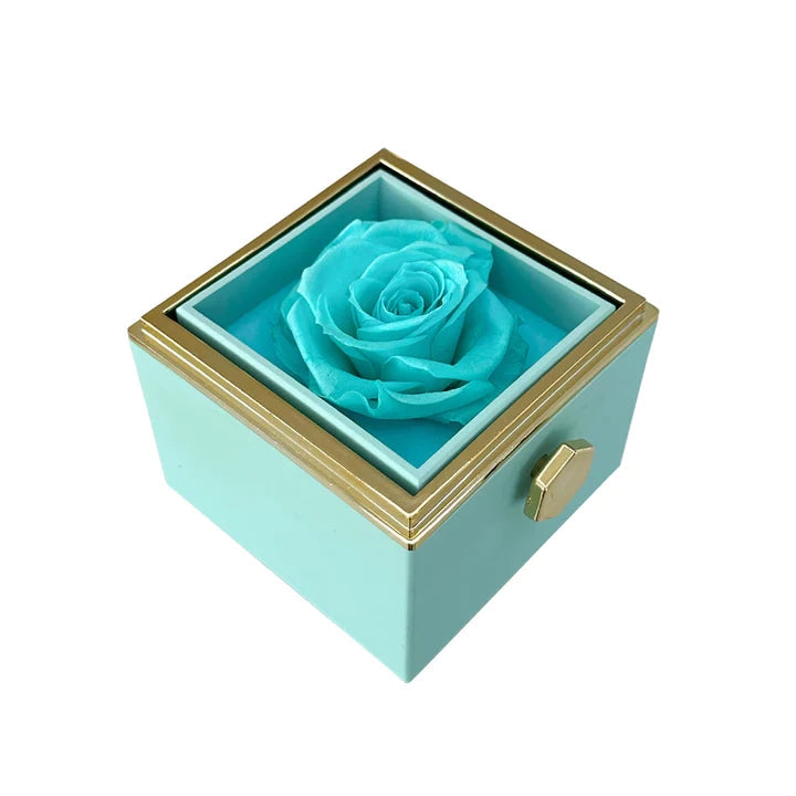 Caixa Rotativa com Rosa Eterna - Azul Tifanny